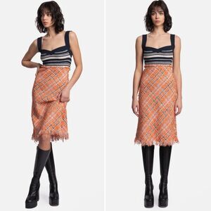 NWT MARNI $1895 MSRP Abito Mixed Media Cotton Tweed Dress in Alkekengi US 2
